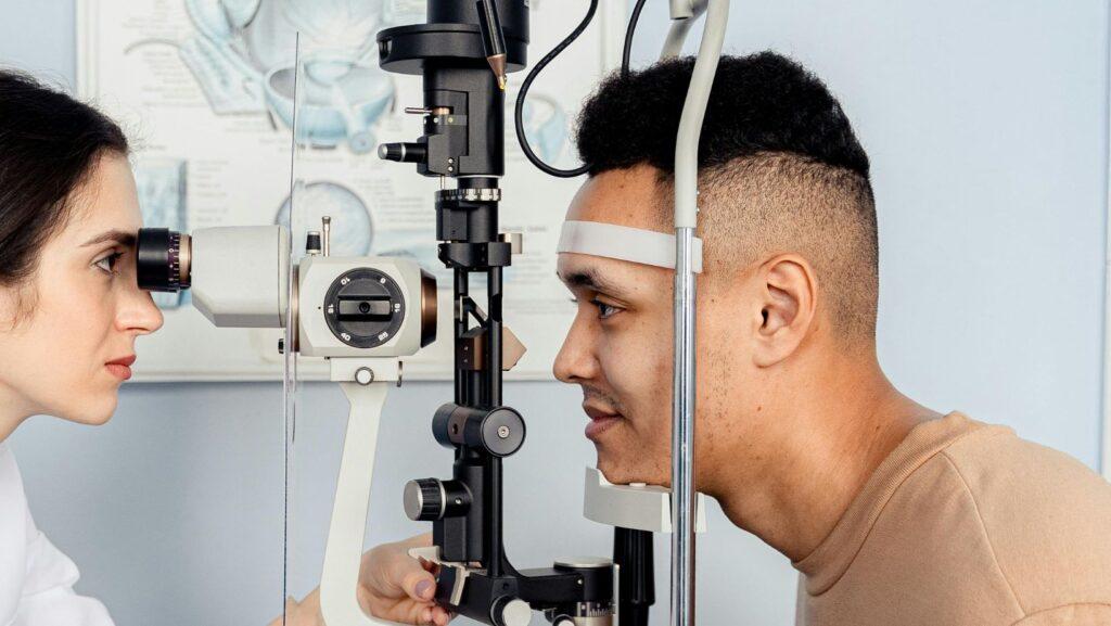 a man having an eye checkup